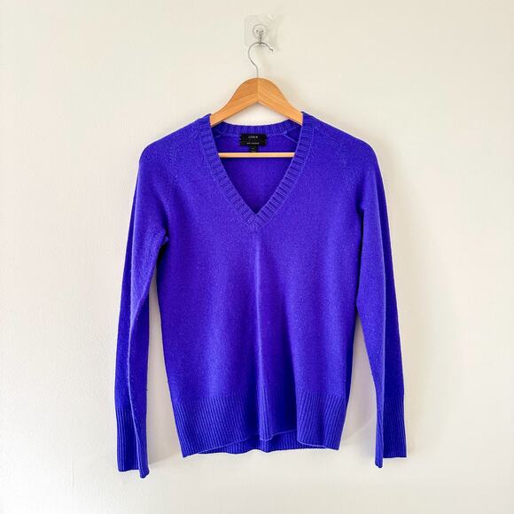 J. Crew Cashmere V-Neck Long Sleeve Pullover Sweater Purple XS - Picture 1 of 7